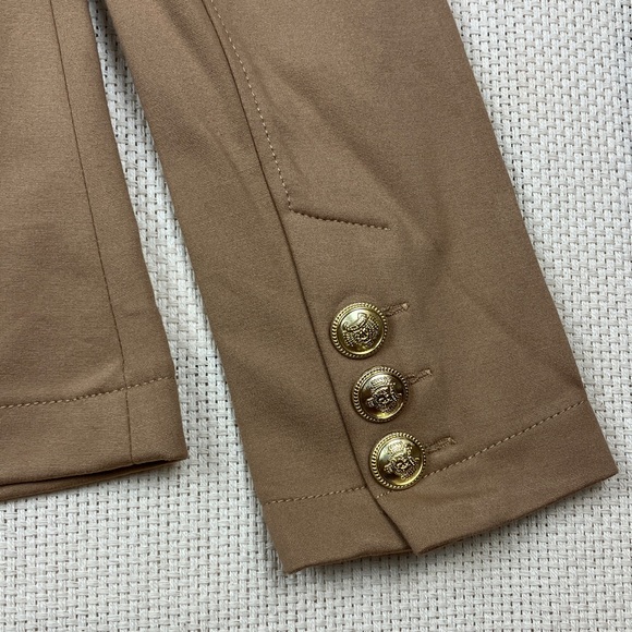 JOIE Blazer Jacket Gold Buttons Stretch Knit Rayon Camel Color NWT - Picture 10 of 14